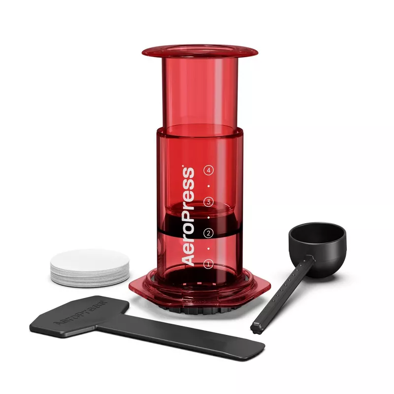 AeroPress Clear Red se 100 filtry
