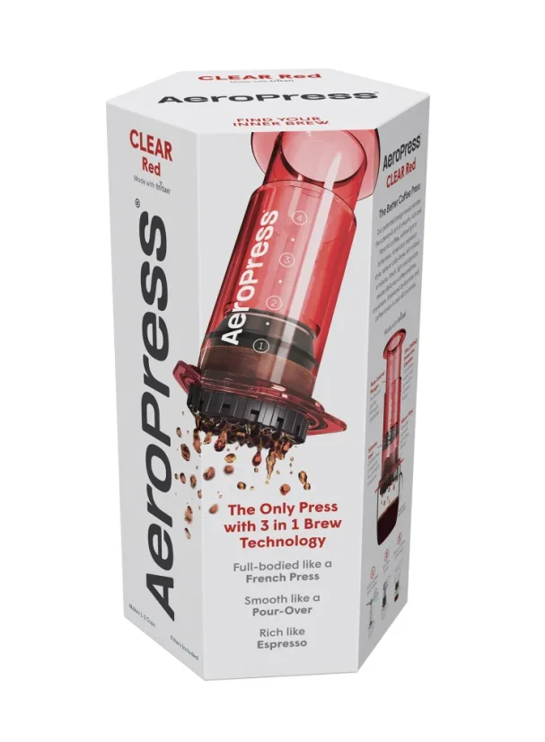 AeroPress Clear Red se 100 filtry